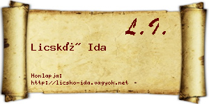 Licskó Ida névjegykártya